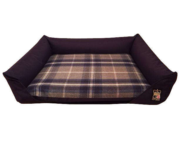 Sofa Dog Bed with Reversible Inner in Navy Blue – St Ives Check ...